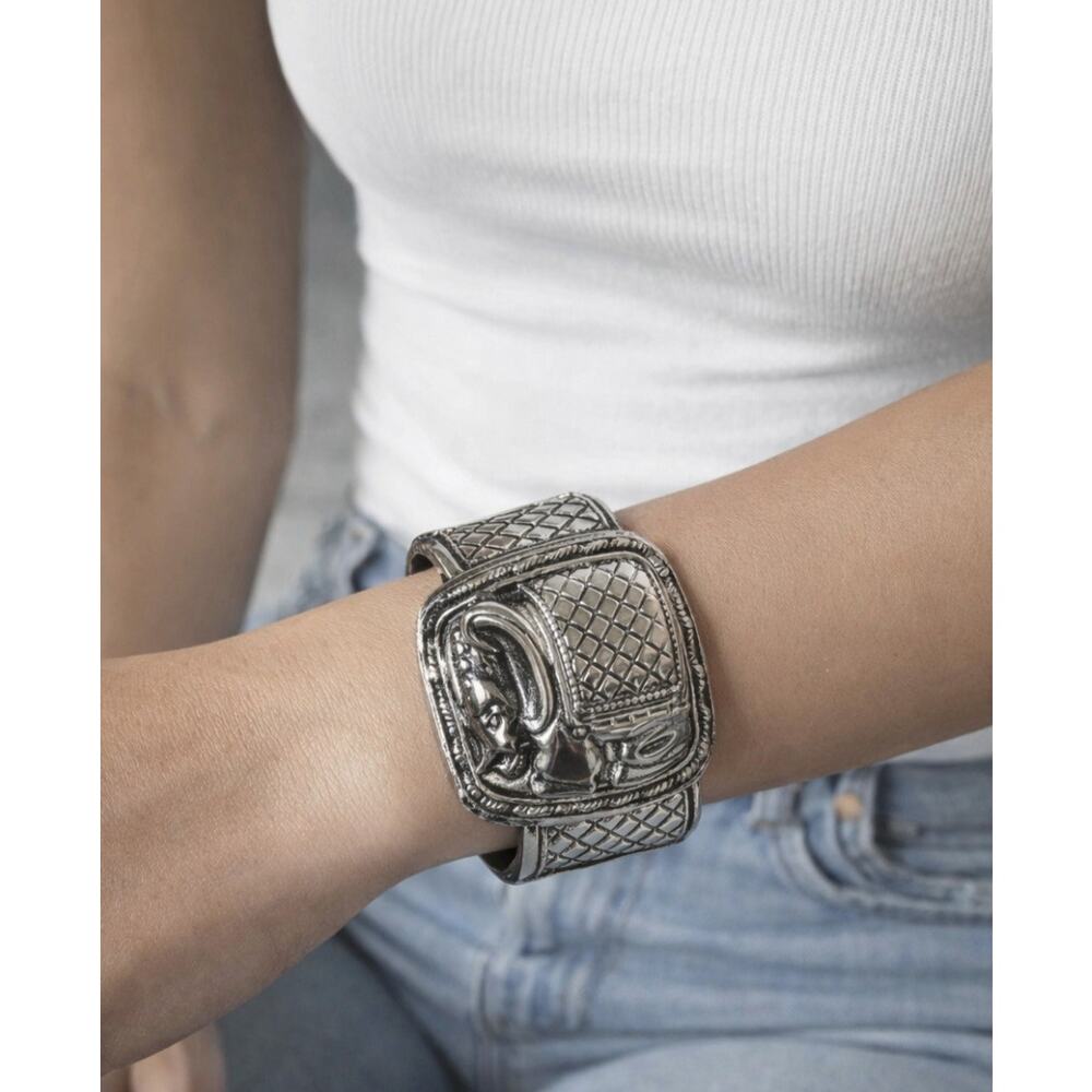 Silver Elephant Hinge Bangle Bracelet New